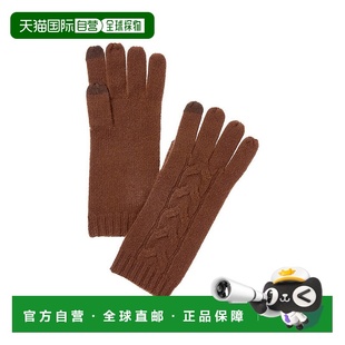 美国奥莱直发 棕色 自营Bruno Magli中心电缆羊绒手套