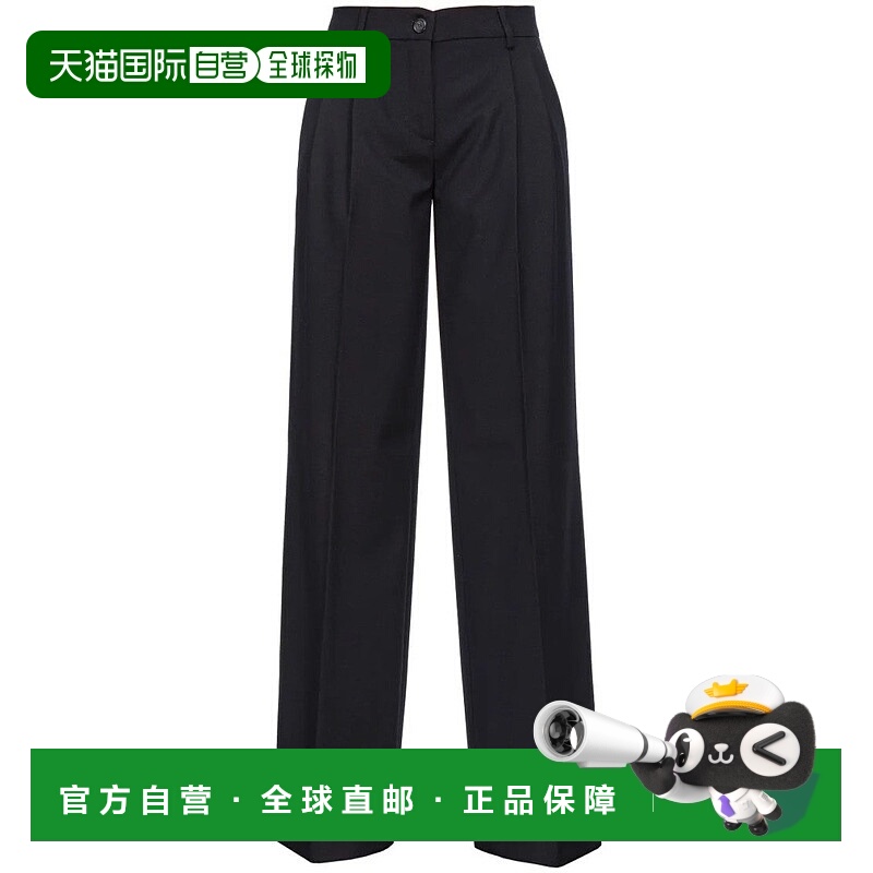 自营pinkoWide-Leg Trousers With Pleated Front - black 美国奥