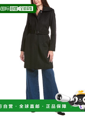 自营Sam Edelman Asymmetrical Wool-Blend Trench Coat - black