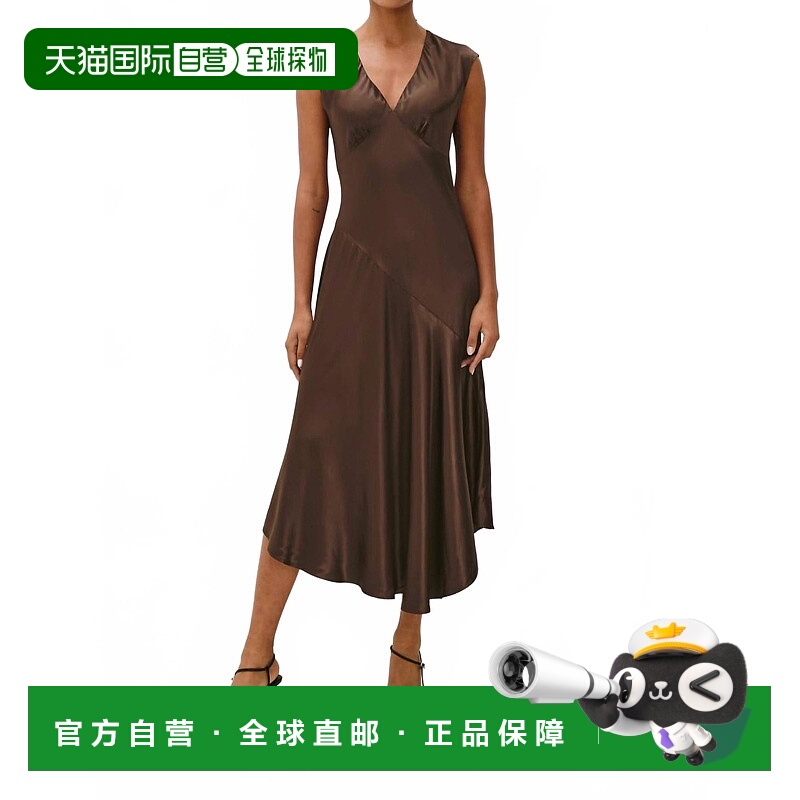 自营railsEleni Satin Dress In Espresso - espresso 美国奥莱直