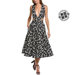 Michael Floral Shadow Kors black Silk Blend Cut Dress Out