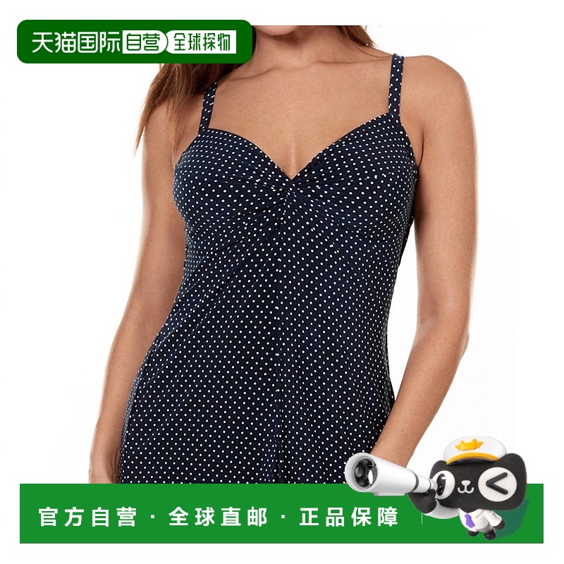 自营 miraclesuit海军蓝 Pin Point Love Knot 带钢圈分体泳衣上