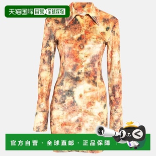 自营Nanushka Orange Abstract Floral Print Stretch Velvet Min