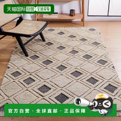 自营safaviehKenya Hand Made Area Rug, Ivory / Black Shag / F