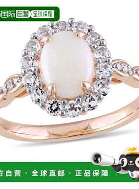 自营 mimi & max1 1/2 CT TGW 椭圆形蛋白石、白色托帕石和钻石重