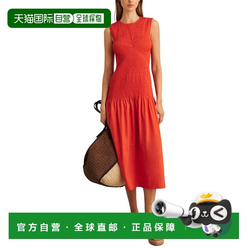 自营Reiss Annabel衬衫细节连衣裙-红色 美国奥莱直发性感