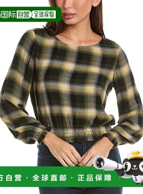 自营Bella Dahl Long Sleeve Smocked Blouse - green 美国奥莱直