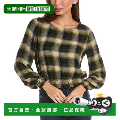 自营Bella Dahl Long Sleeve Smocked Blouse - green 美国奥莱直