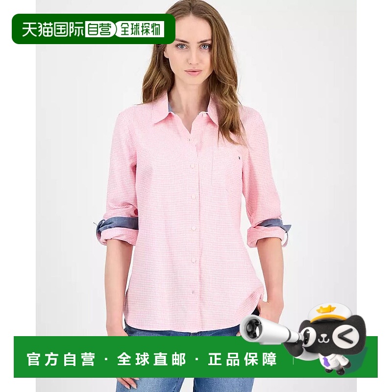 1h可退 【美国直邮】tommy hilfiger 女士 衬衫格纹长袖