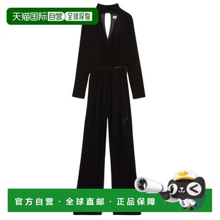 自营Reiss Vera Wrap Neck Velvet Jumpsuit - black 美国奥莱直