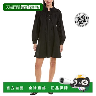 黑色 自营 褶皱迷你连衣裙 STUDIO 美国奥莱直发 ALPHA