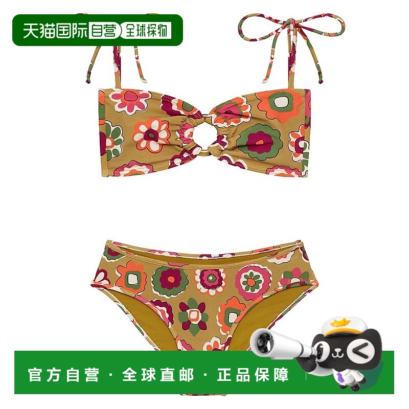 自营montce女孩的花朵迷你Tori Bandeau和Lulu比基尼套装,采用迷