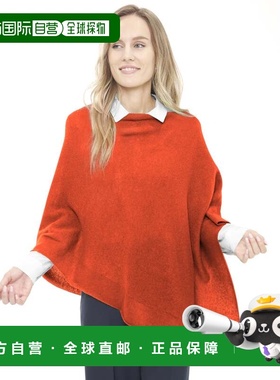 自营in2Cashmere Poncho with Textured Border - pumpkin blaze