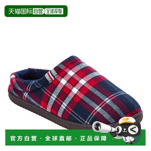 自营Dearfoams Men's Case Casual Clog Slipper - navy plaid 美