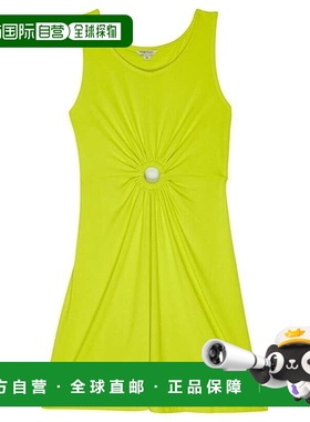 自营Habitual Draped Dress Girls Green Stretch Cut Out Scoop