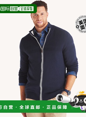 Nautica 男式大码 Navtech 高领全拉链毛衣 - 海军蓝 【美国奥莱