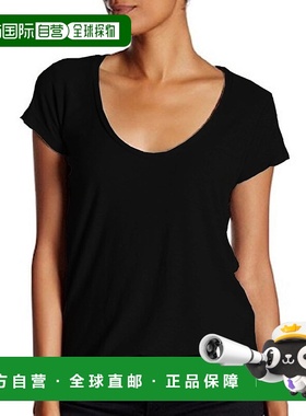 自营 James Perse 女士黑色深圆领 T 恤 - 黑色 美国奥莱直发