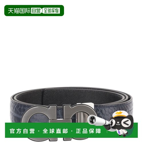 自营salvatore ferragamo海军蓝双钩双面皮带-灰色 美国奥莱直发