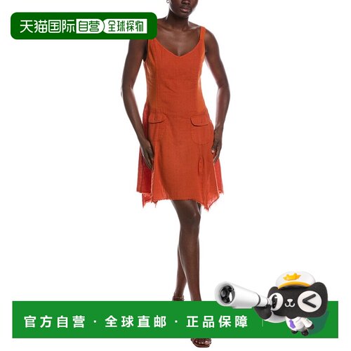 自营XCVI Murlie Linen-Blend Mini Tank Dress - orange 美国奥
