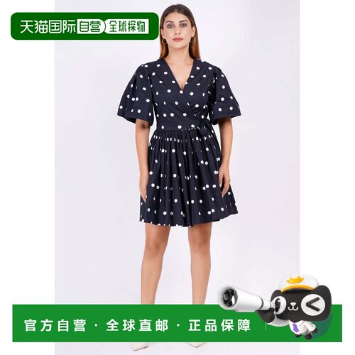 自营leotaAlena Mini Wrap Dress Small Polka Black White - sma