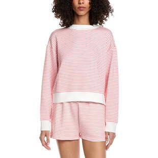 Cloud pink 自营Vintage Striped Neck Top Mock Havana Fleece