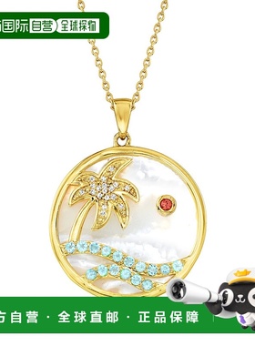 自营Ross-Simons 珍珠母贝和 1.75-瑞士蓝色托帕石天堂吊坠项链 1