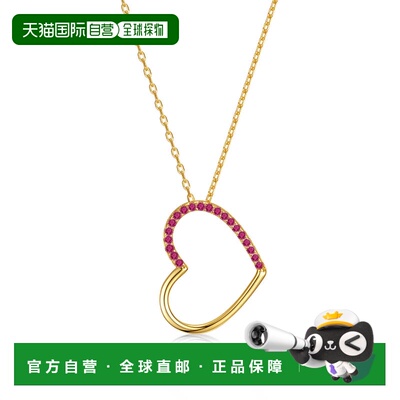 自营genevive儿童/青少年纯银 14k 镀金钻石立方氧化锆心形吊坠项