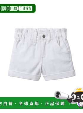 自营janie and jack珍妮和杰克牛仔纸袋腰短裤-白色 美国奥莱直发