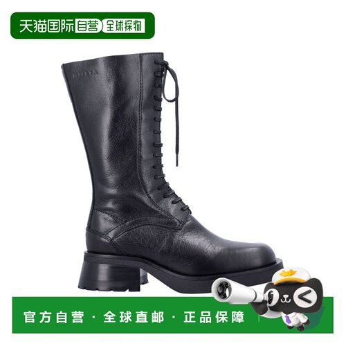 自营 潮奢 miista 女士 Vel 绑带皮质黑色靴子 E84022BLACK女靴