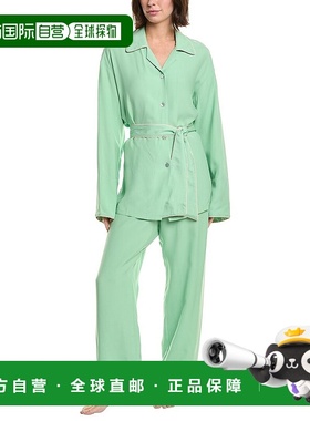 自营SLEEPER 2pc Miss Cat Belted Lounge Set - green 美国奥莱