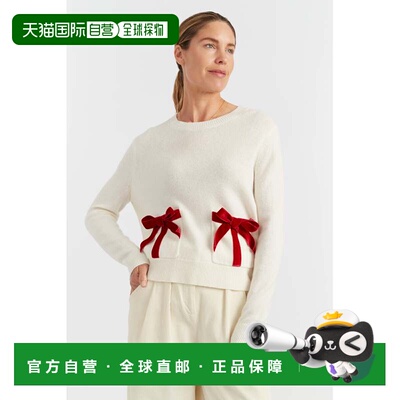 自营chinti & parkerCream Merino Wool Velvet Bow Sweater - cr