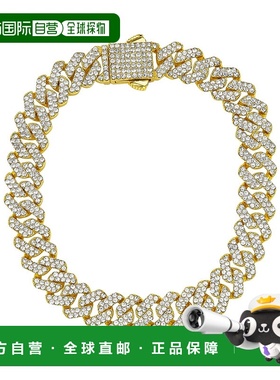 自营 adornia男式 10 毫米古巴边缘链，镶有 CZ 金 - 黄色 美国奥