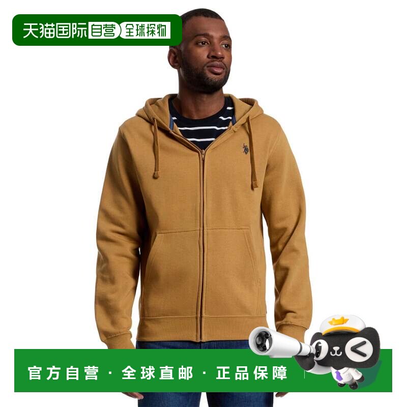 自营u.s. polo assn.美国Polo Assn。连帽衫男子Collegiate棕褐色