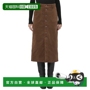 自营PAIGE  Meadow Midi Skirt - brown 美国奥莱直发半身裙a字裙