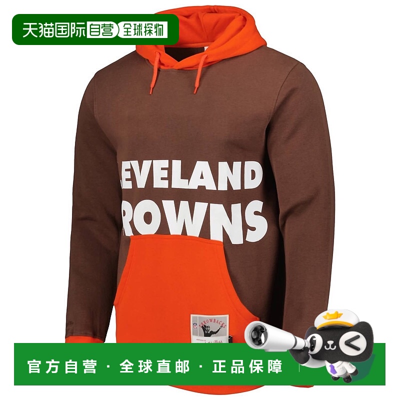 自营mitchell & nessMen's Cleveland Nfl Throwbacks Hoodie Swe