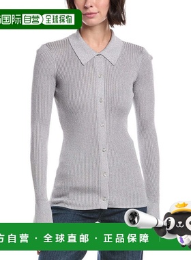 自营7 For All Mankind Metallic Button-Up Sweater - metallic