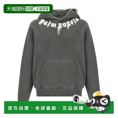 自营palm angelsLogo Print Hoodie - grey 美国奥莱直发卫衣