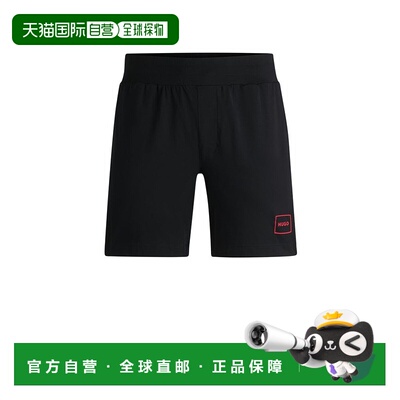 自营 hugo bossStretch-cotton shorts with frame logo - black