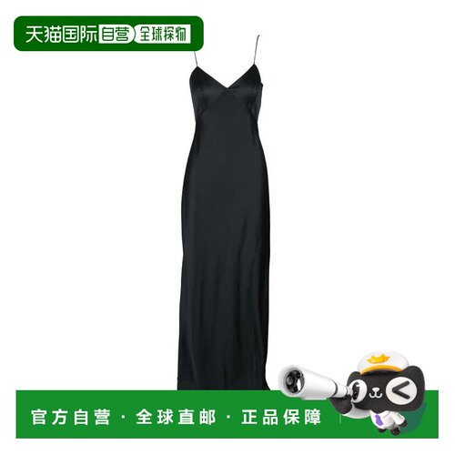 自营max maraLong Silk Satin Dress - Black - black 美国奥莱直