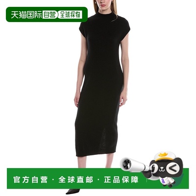 自营philosophy Funnel Neck Cashmere Midi Sweaterdress - blac