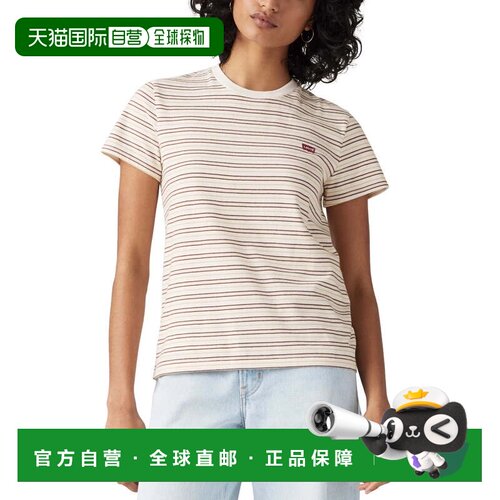 自营Levi's The Perfect t恤女款Sedona条纹纯棉圆领PAL176-白色