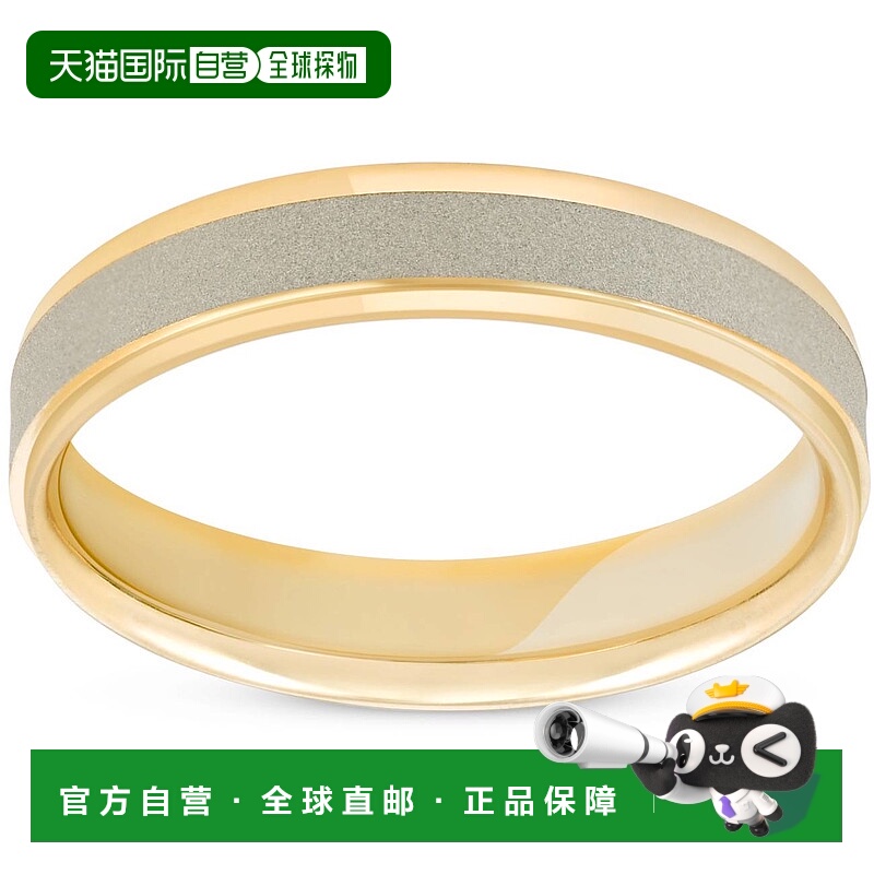 自营 pompeii34 毫米 14K 白金和黄金双色拉丝结婚戒指 - 白金和