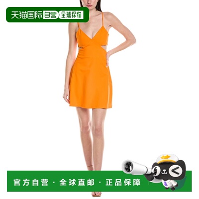 自营susana monaco V-Cutout Flare String Mini Dress - orange