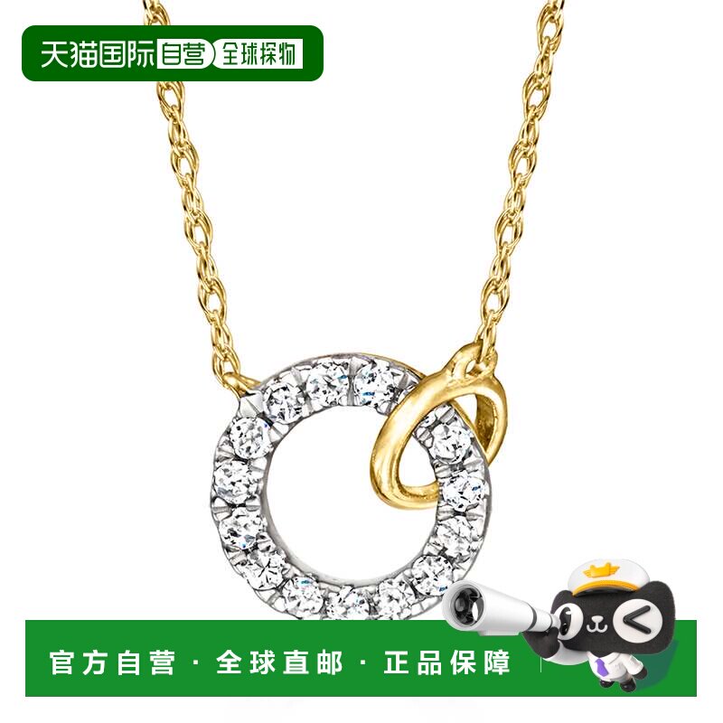 自营RS Pure by Ross-Simons 14kt 黄金钻石联锁圆形项链 - 16 英