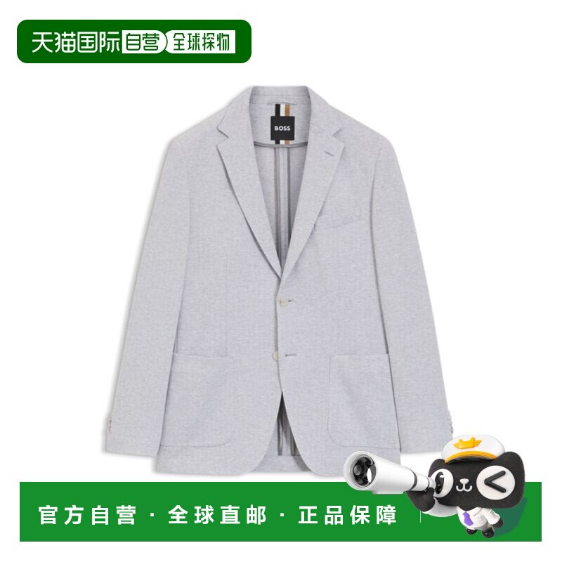 自营boss棉混纺人字形常规合身夹克-银色 美国奥莱直发