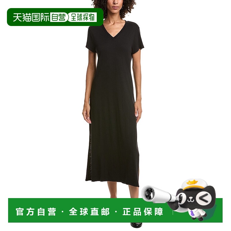 自营Bella Dahl Knit V-Neck Maxi Dress - black 美国奥莱直发