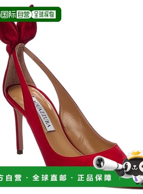 自营 Aquazzura Bow Tie 85 绒面革高跟鞋 - 红色 美国奥莱直发