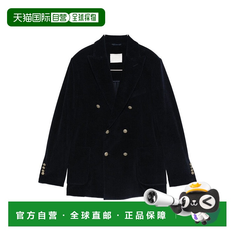 自营circolo 1901双排扣蓝色灯芯绒质地夹克-黑色 美国奥莱直发