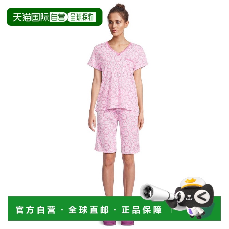 1h可退 【美国直邮】karen neuburger 女士 上装T恤短袖蕾丝上衣