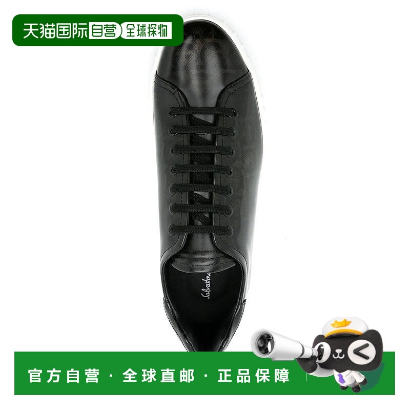 自营salvatore ferragamo菲拉格慕Cube Gancini印花运动鞋-黑色